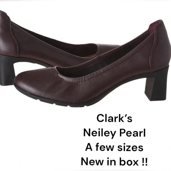 Clark’s Neiley Pearl burgundy shoes ,various sizes women,NEW,leather,chunky heel - Picture 3 of 17